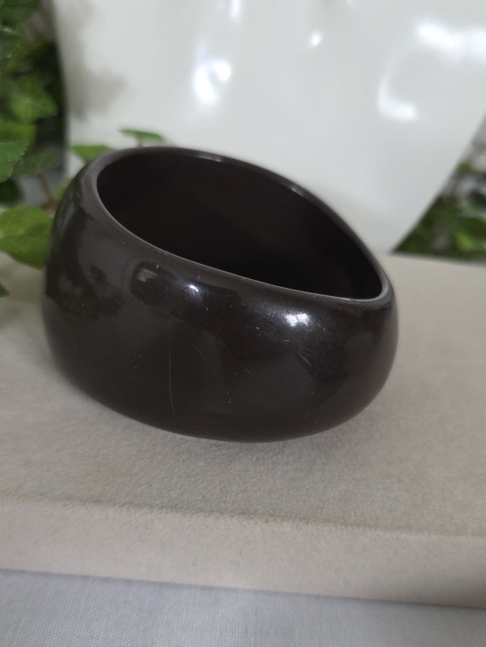 Dark Brown Resin Asymmetrical Chunky Bangle Bracelet